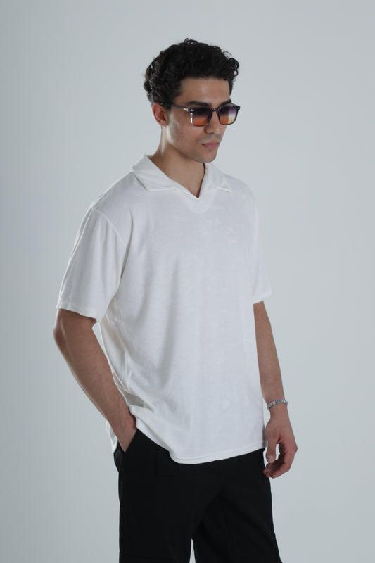 Yazlık Havlu Kumaş Beyaz T-Shirt