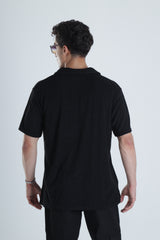 Yazlık Havlu Kumaş Siyah T-Shirt