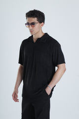 Yazlık Havlu Kumaş Siyah T-Shirt