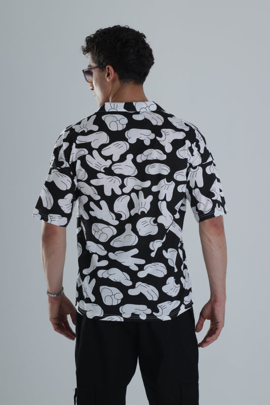 Hand Gesture Desenli Kısa Gömlek