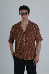 Kahverengi Desenli Kısa Gömlek