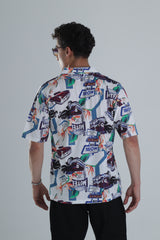 Retro Model Desenli Kısa Kollu Gömlek