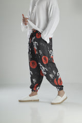 Çin Ağacı Desenli Pileli Yarım Pantolon