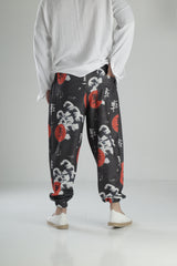 Çin Ağacı Desenli Pileli Yarım Pantolon