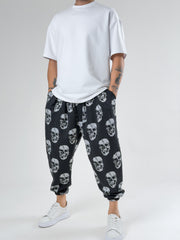 Skull Pattern Pileli Jogger Pantolon
