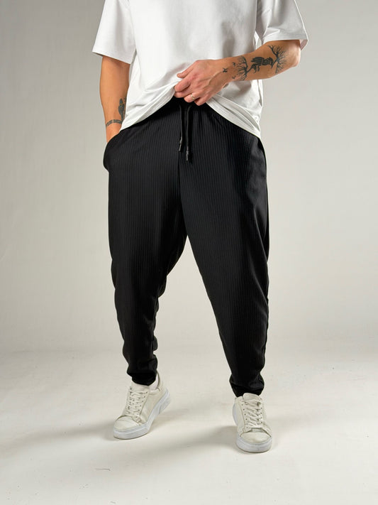 Slim Stripe Black Pantolon