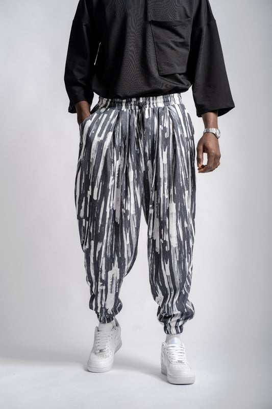 Ink Flow Desenli Pileli Pantolon