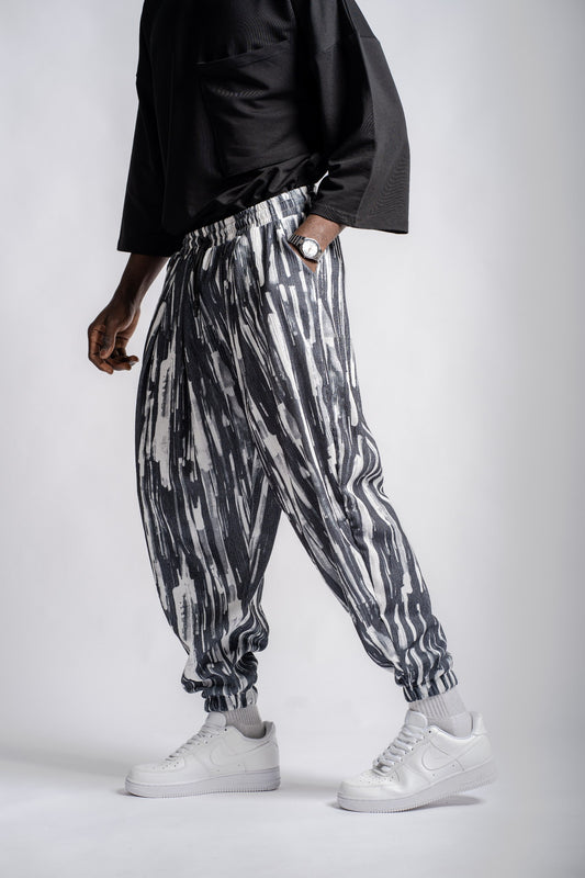 Ink Flow Desenli Pileli Pantolon