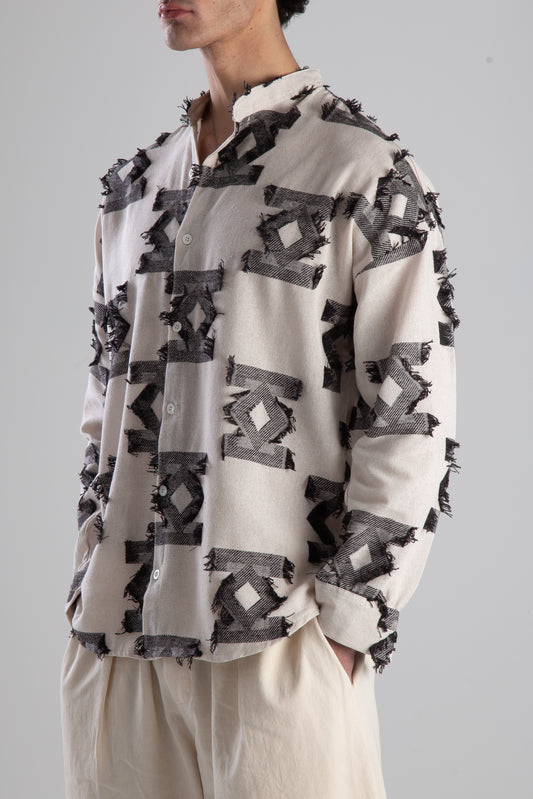 Retro Siyah Püsküllü Gömlek