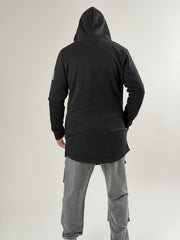 Midnight Skull Siyah Fermuarlı Uzun Sweatshirt