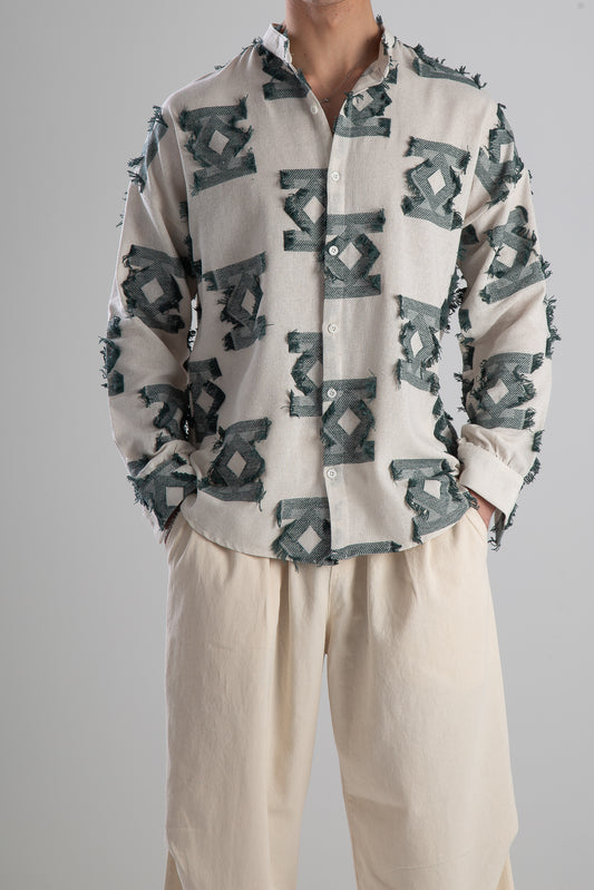 Retro Yeşil Püsküllü Gömlek