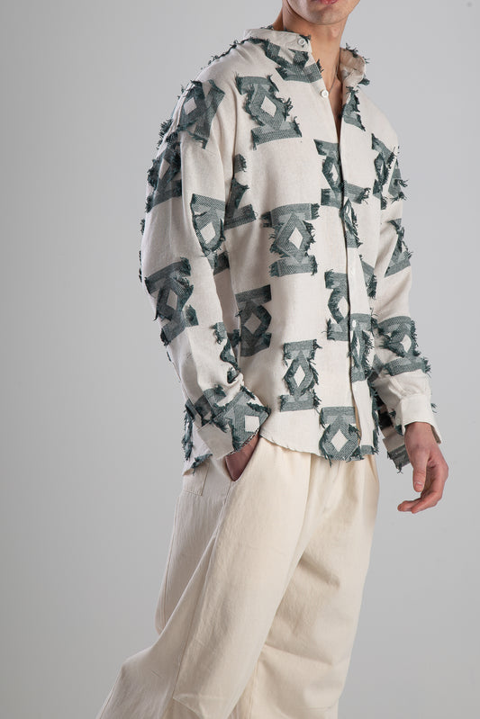 Retro Yeşil Püsküllü Gömlek