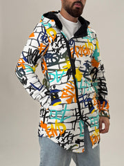 Graffiti Kapüşonlu Uzun Hırka