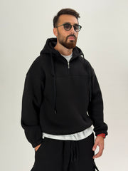 Siyah Fermuarlı Hoodie