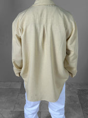 Sarı Desenli Keten Gömlek