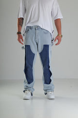 Premium Kalite İki Renk Patchwork Baggy Pantolon