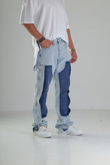 Premium Kalite İki Renk Patchwork Baggy Pantolon