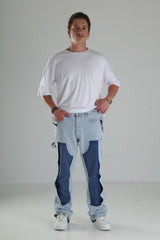 Premium Kalite İki Renk Patchwork Baggy Pantolon