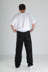 Premium Siyah Kontrast Dikişli Pantolon