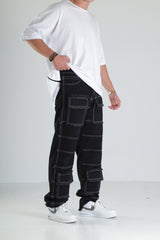 Premium Siyah Kontrast Dikişli Pantolon