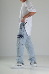 Açık Mavi Yıkamalı Kargo Pantolon