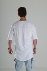 Yan Fermuar Detaylı Oversize T-Shirt - Beyaz