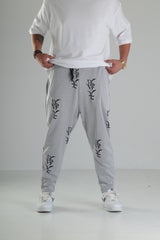 Gri Siyah Desenli Rahat Kesim Pantolon - Premium