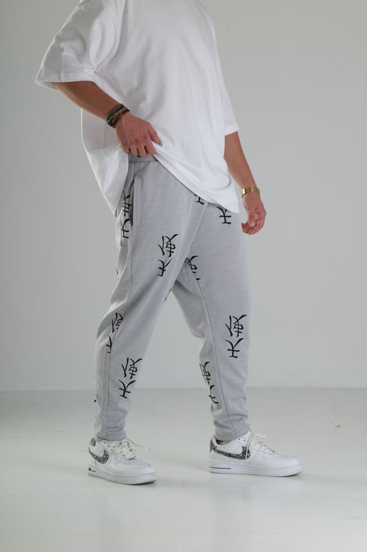 Gri Siyah Desenli Rahat Kesim Pantolon - Premium