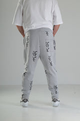 Gri Siyah Desenli Rahat Kesim Pantolon - Premium