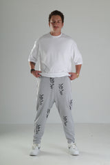 Gri Siyah Desenli Rahat Kesim Pantolon - Premium