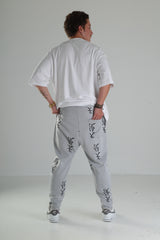 Gri Siyah Desenli Rahat Kesim Pantolon - Premium
