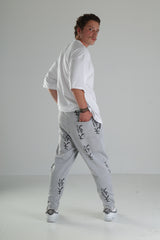 Gri Siyah Desenli Rahat Kesim Pantolon - Premium