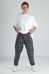 Wave Desen Baggy Pantolon – Siyah