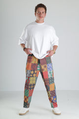 Patchwork Desen Baggy Pantolon – Renkli