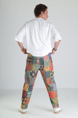 Patchwork Desen Baggy Pantolon – Renkli