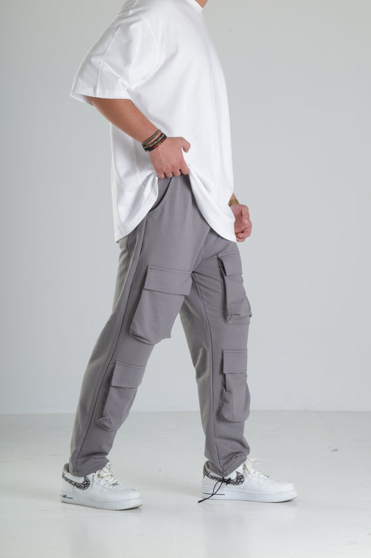 Gri Çok Cepli Kargo Pantolon