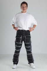 Siyah Yırtık Detaylı Baggy Jean Pantolon