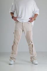 Bej Renk Yırtık Detaylı Baggy Jean Pantolon