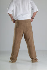 Kahverengi Keten Müslin Pantolon
