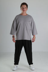 Oversize Cepli T-Shirt - Gri