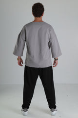 Oversize Cepli T-Shirt - Gri