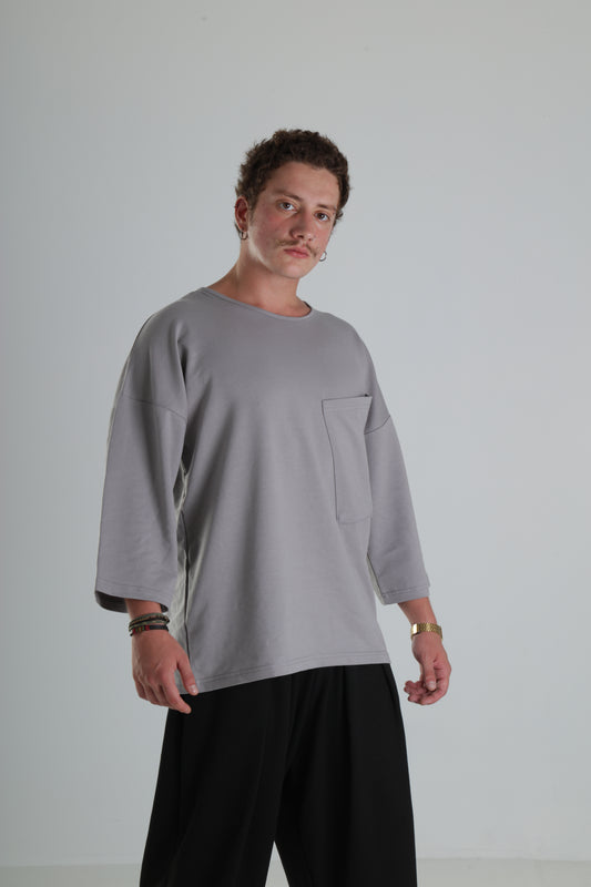 Oversize Cepli T-Shirt - Gri
