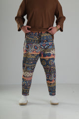 Etnik Desenli Rahat Kesim Pantolon - Premium