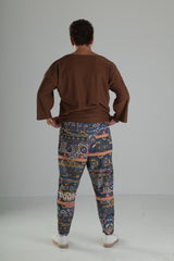 Etnik Desenli Rahat Kesim Pantolon - Premium