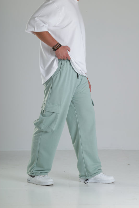 Mint Yeşili Relax Fit Cepli Kargo Pantolon