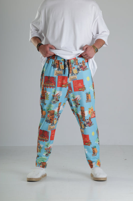 Tropikal Desenli Baggy Pantolon