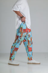 Tropikal Desenli Baggy Pantolon