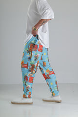 Tropikal Desenli Baggy Pantolon