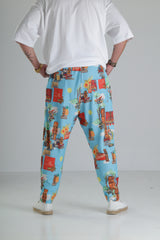 Tropikal Desenli Baggy Pantolon