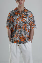 Turuncu Yaprak Desenli Gömlek